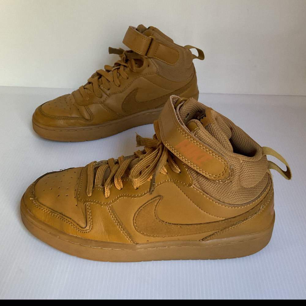 Nike Court Borough Mid 2 GS Wheat Brown High Top Sneakers 6Y Womens 7.5